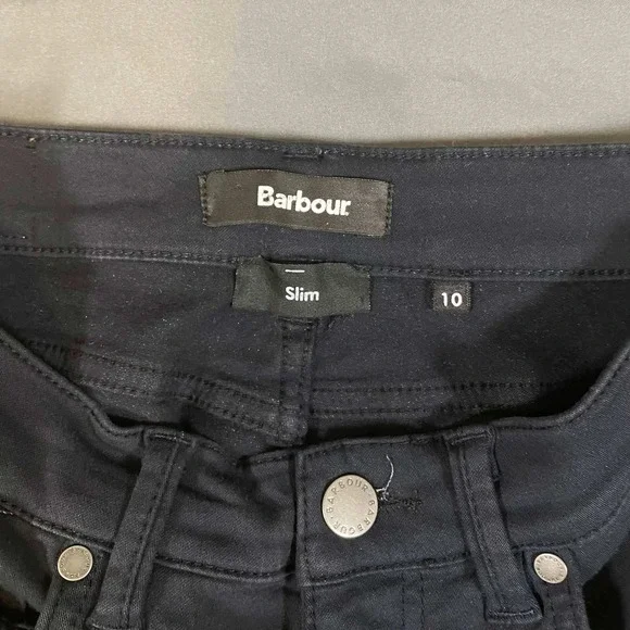 Barbour Slim Fit Black Jeans Womens Size 10 Stretch Denim Five Pocket Pants - Picture 1 of 6